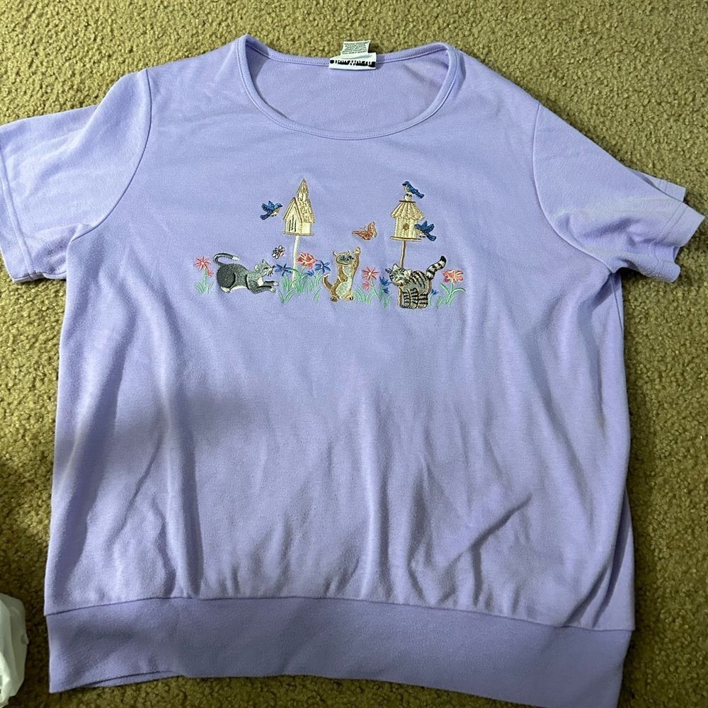 Vintage Cats and Birds Crazy Cat Lady Tshirt